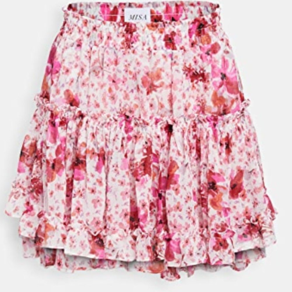 MISA Los Angeles Pink Ruffle Skirt